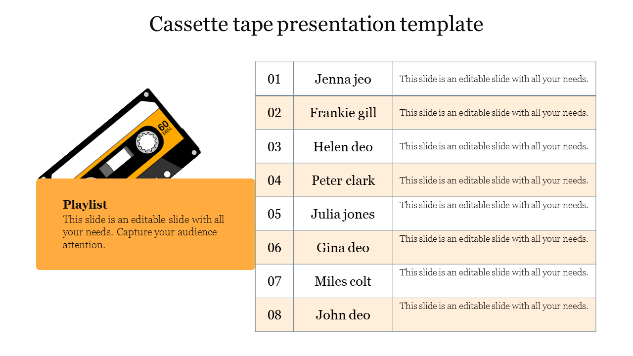 Cassette tape presentation template